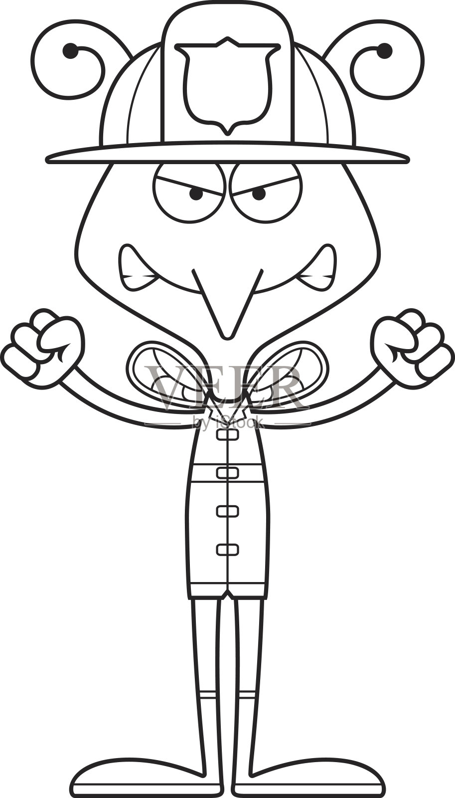 卡通愤怒的消防员蚊子设计元素图片