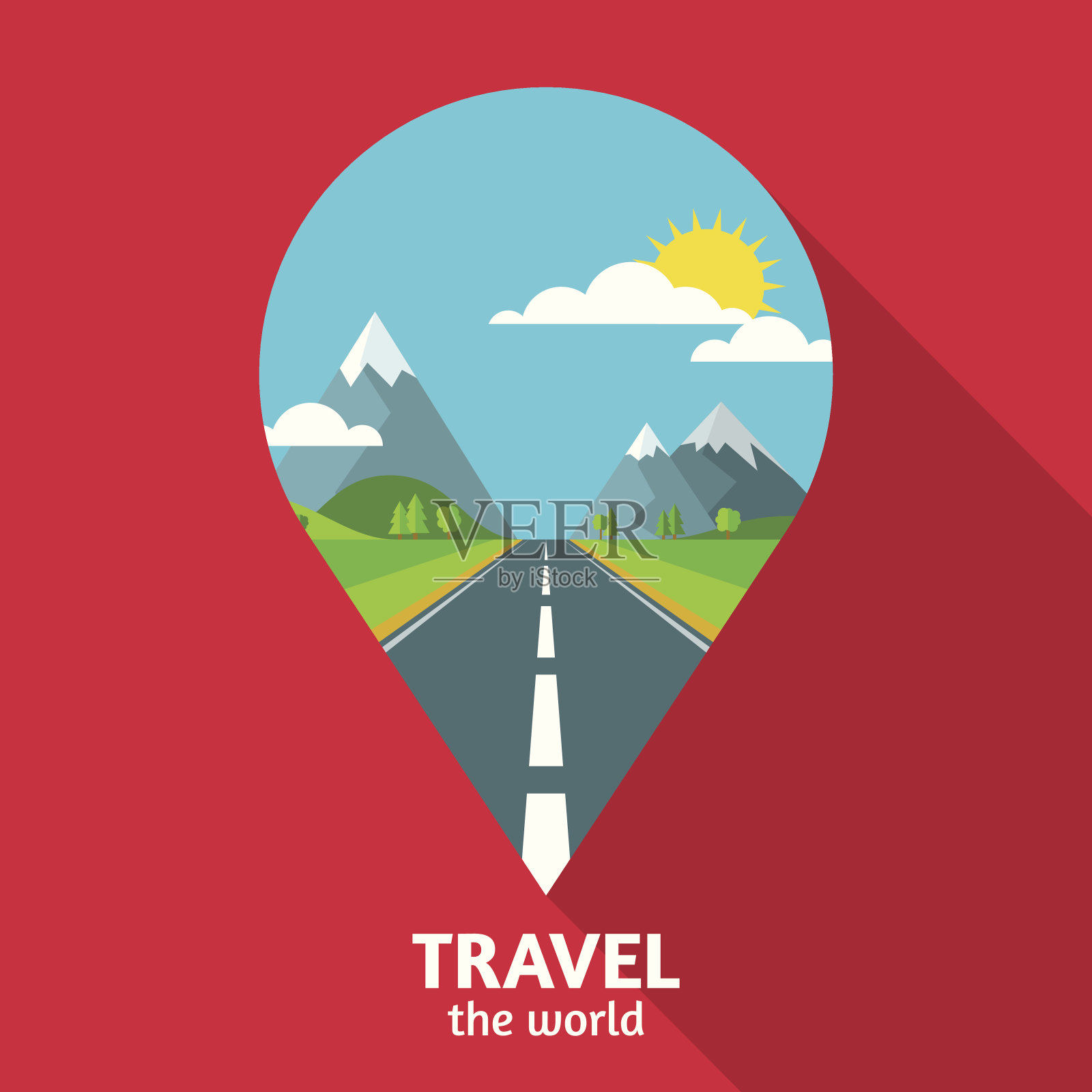 矢量夏季或春季景观背景。插画图片素材