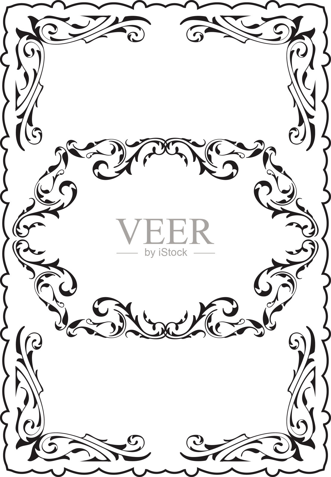 超级古董老相框插画图片素材