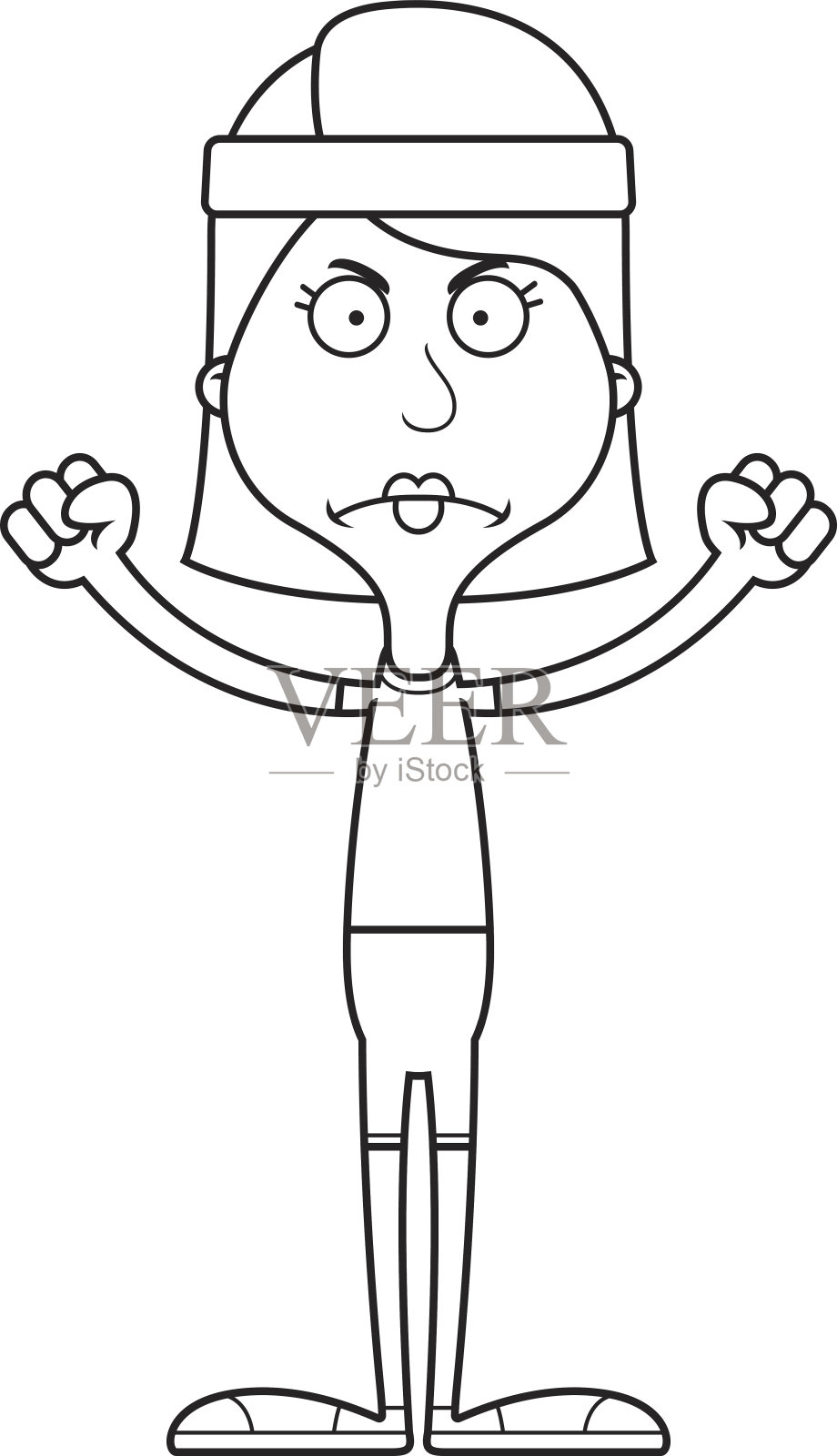 卡通愤怒健身女设计元素图片