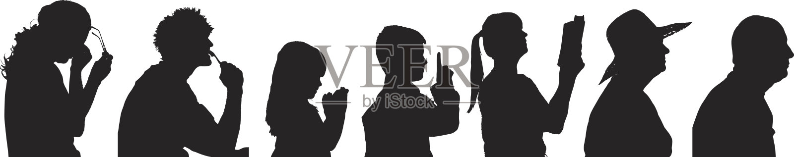 矢量剪影人的轮廓。插画图片素材