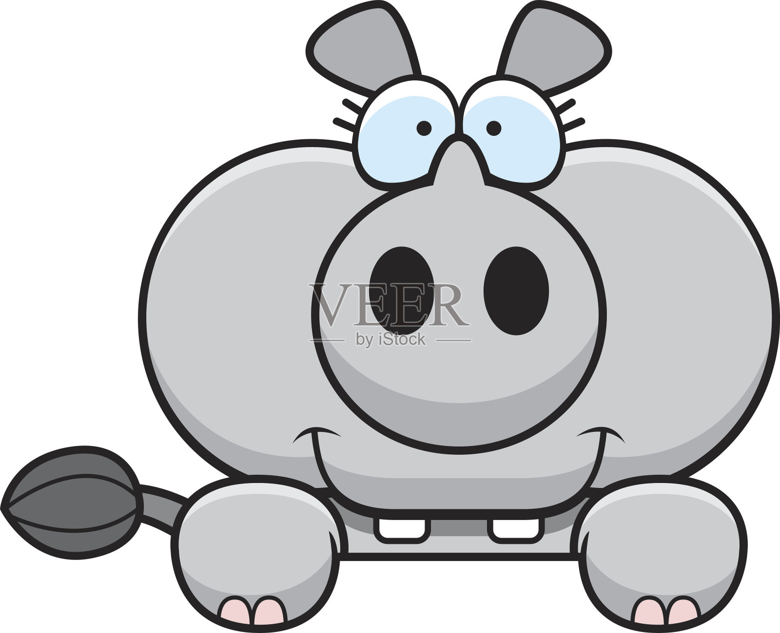 卡通犀牛窥视设计元素图片