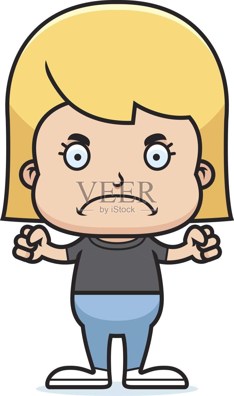 卡通愤怒的女孩设计元素图片