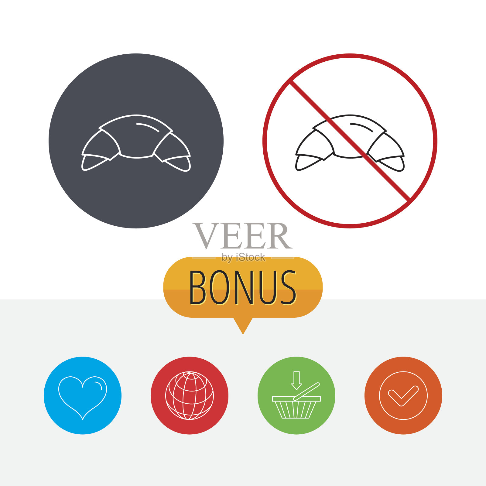 羊角面包图标。面包的迹象。插画图片素材