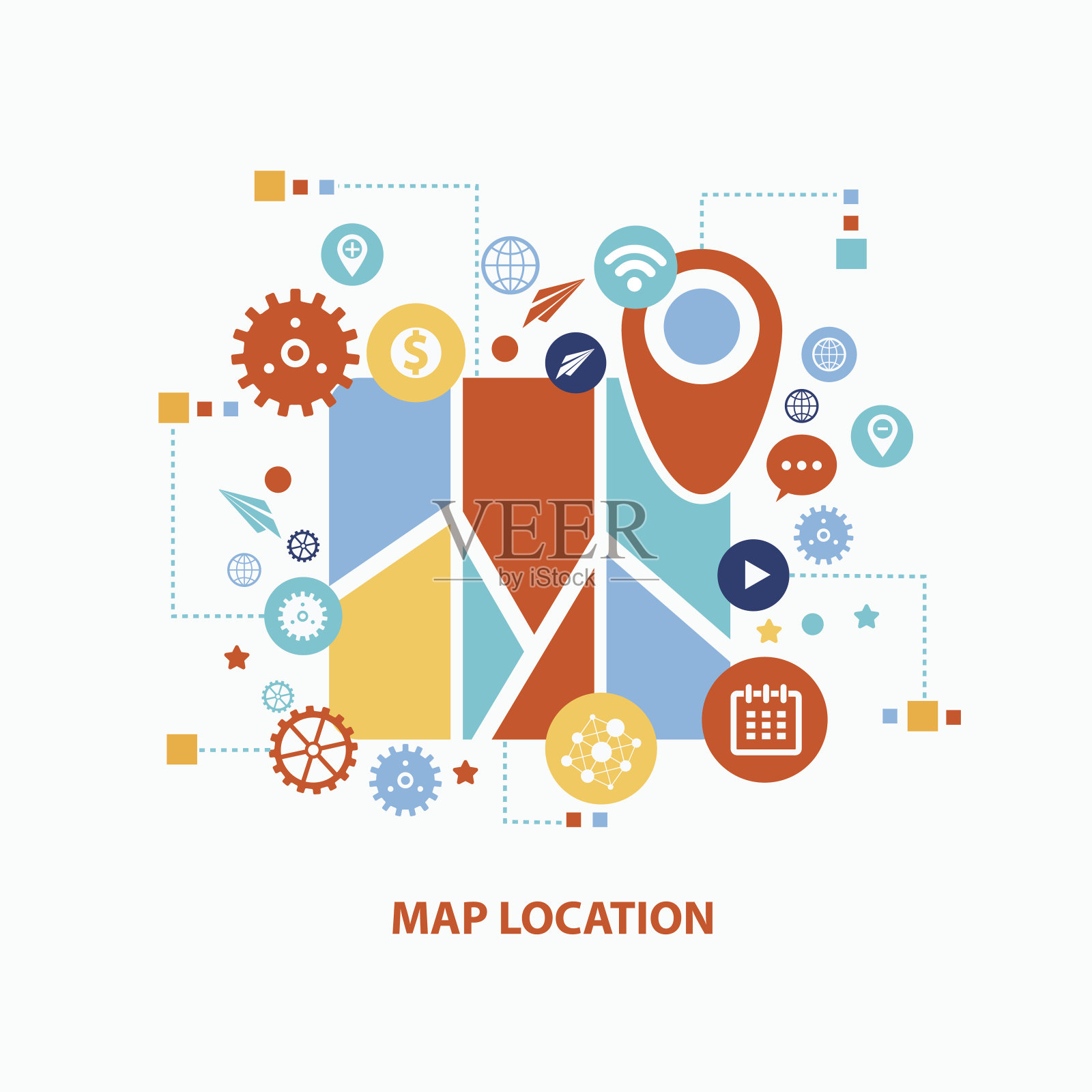 地图位置设计在白色背景，矢量插画图片素材