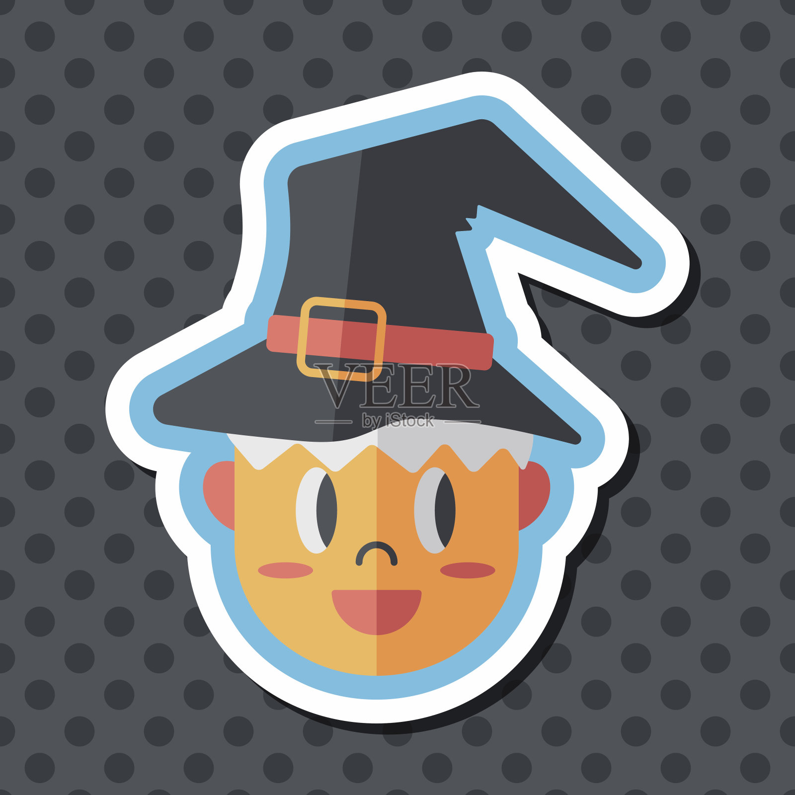 向导平面图标与长影子，eps10插画图片素材