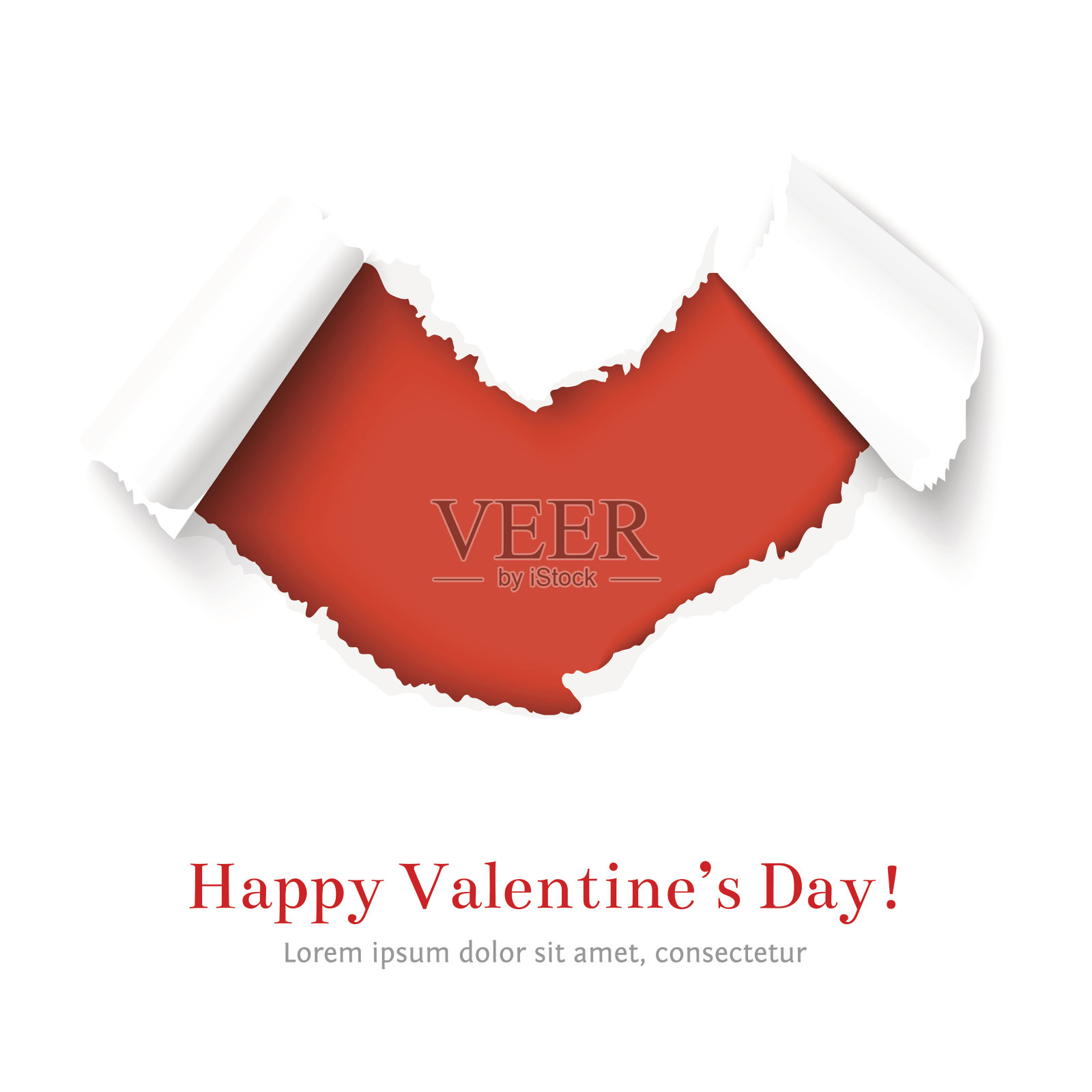 撕纸的心插画图片素材