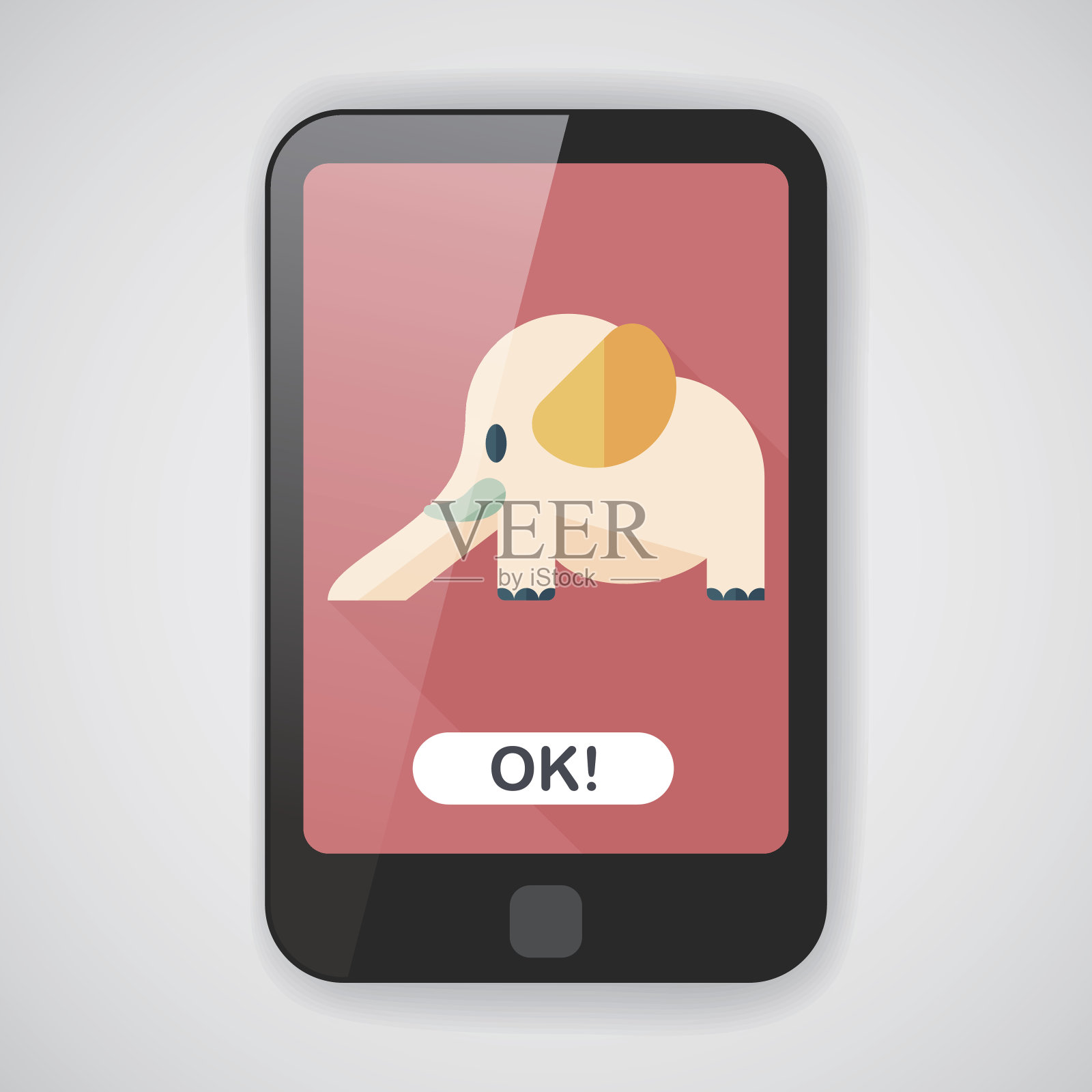 大象滑平图标与长阴影，eps10设计元素图片