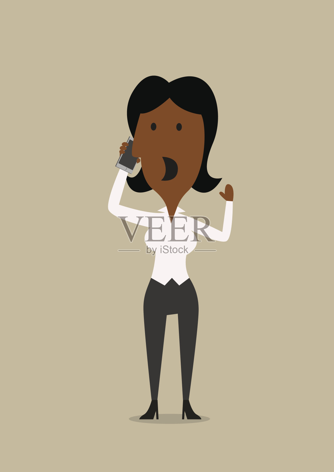 正在打手机的女商人插画图片素材