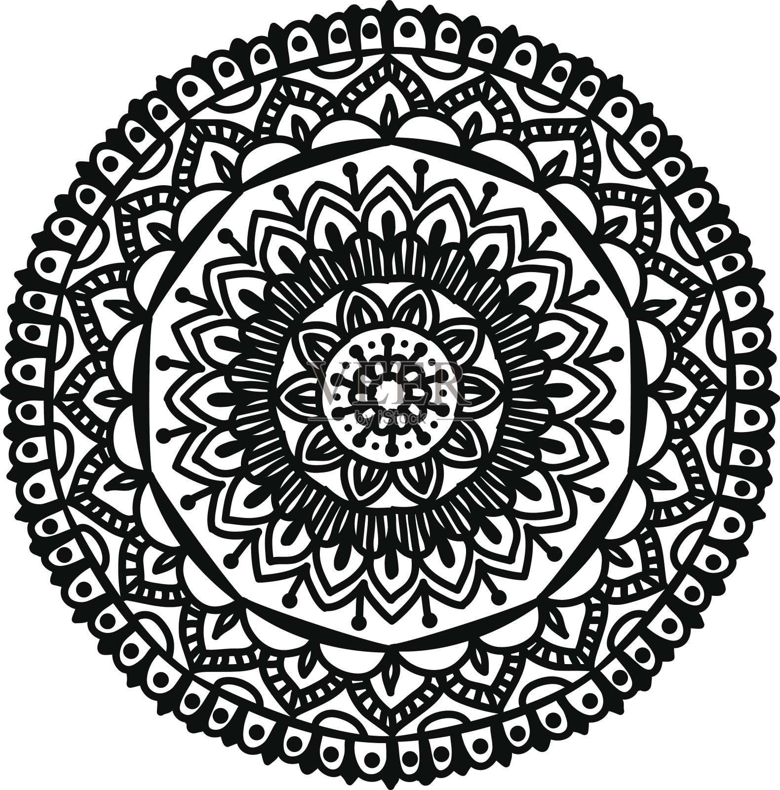 曼荼罗线条艺术插画图片素材