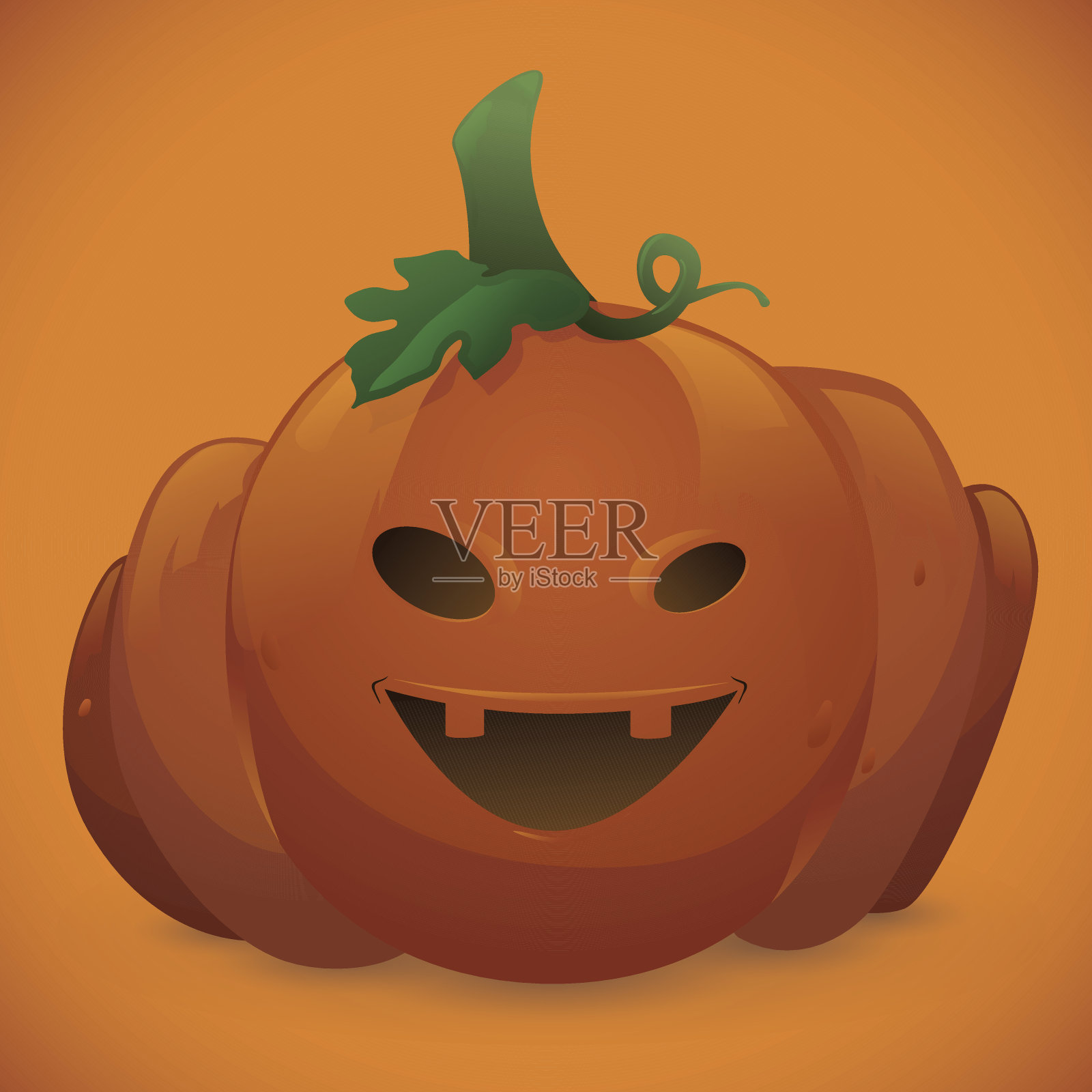 有趣的万圣节南瓜在橙色的背景，矢量插图插画图片素材