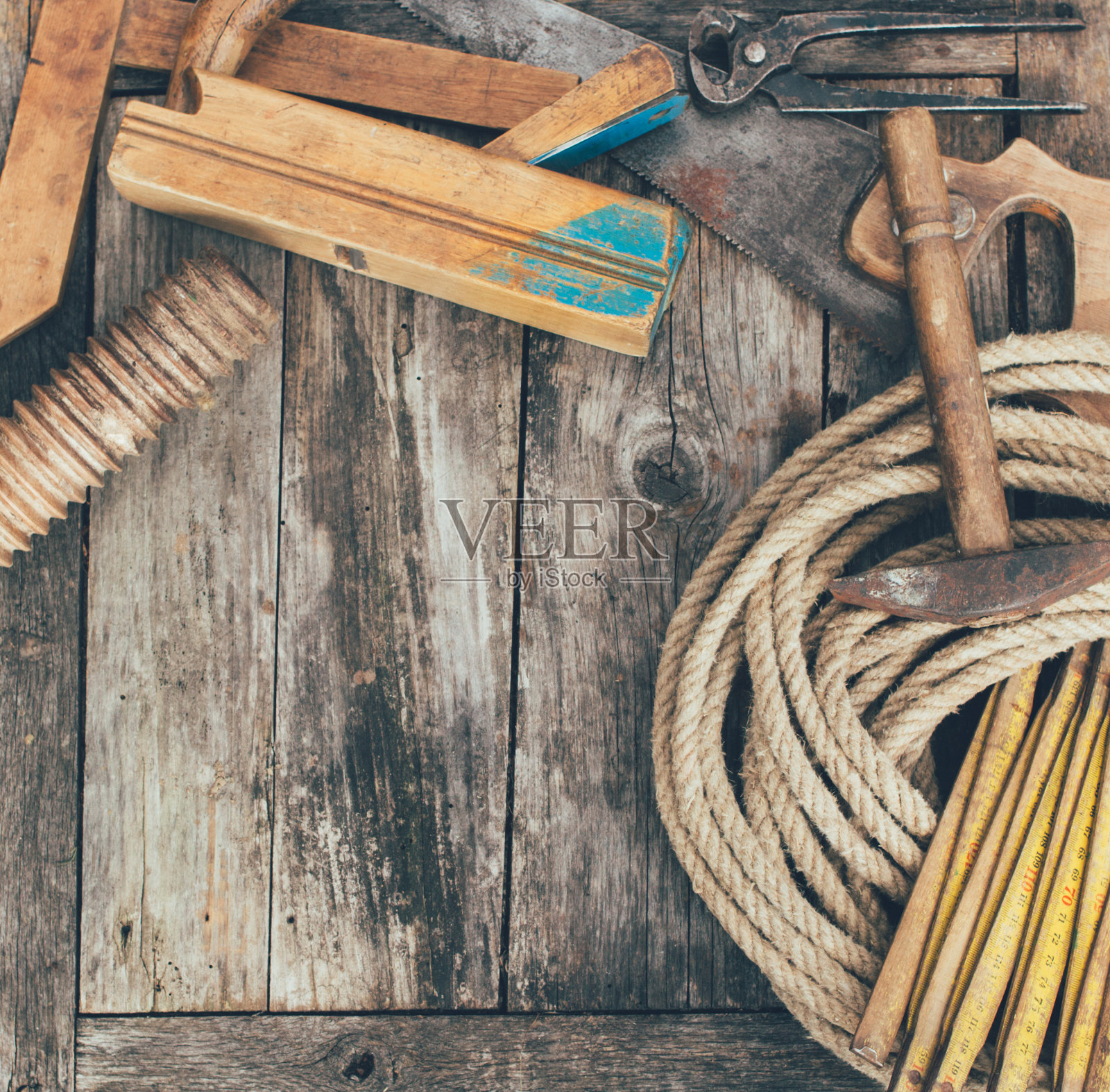 木工工具上的木制背景复制空间照片摄影图片