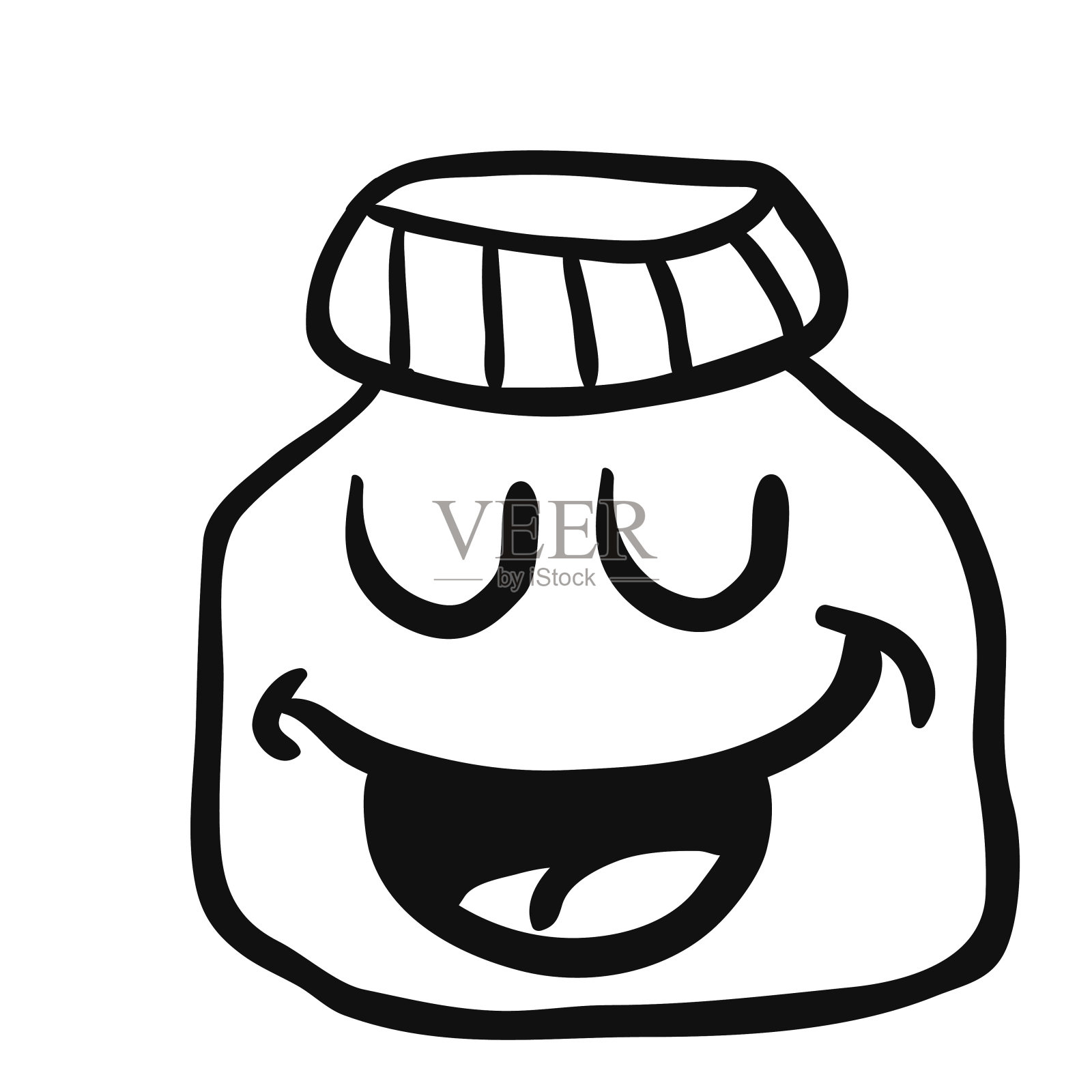 黑色和白色的快乐果酱罐设计元素图片