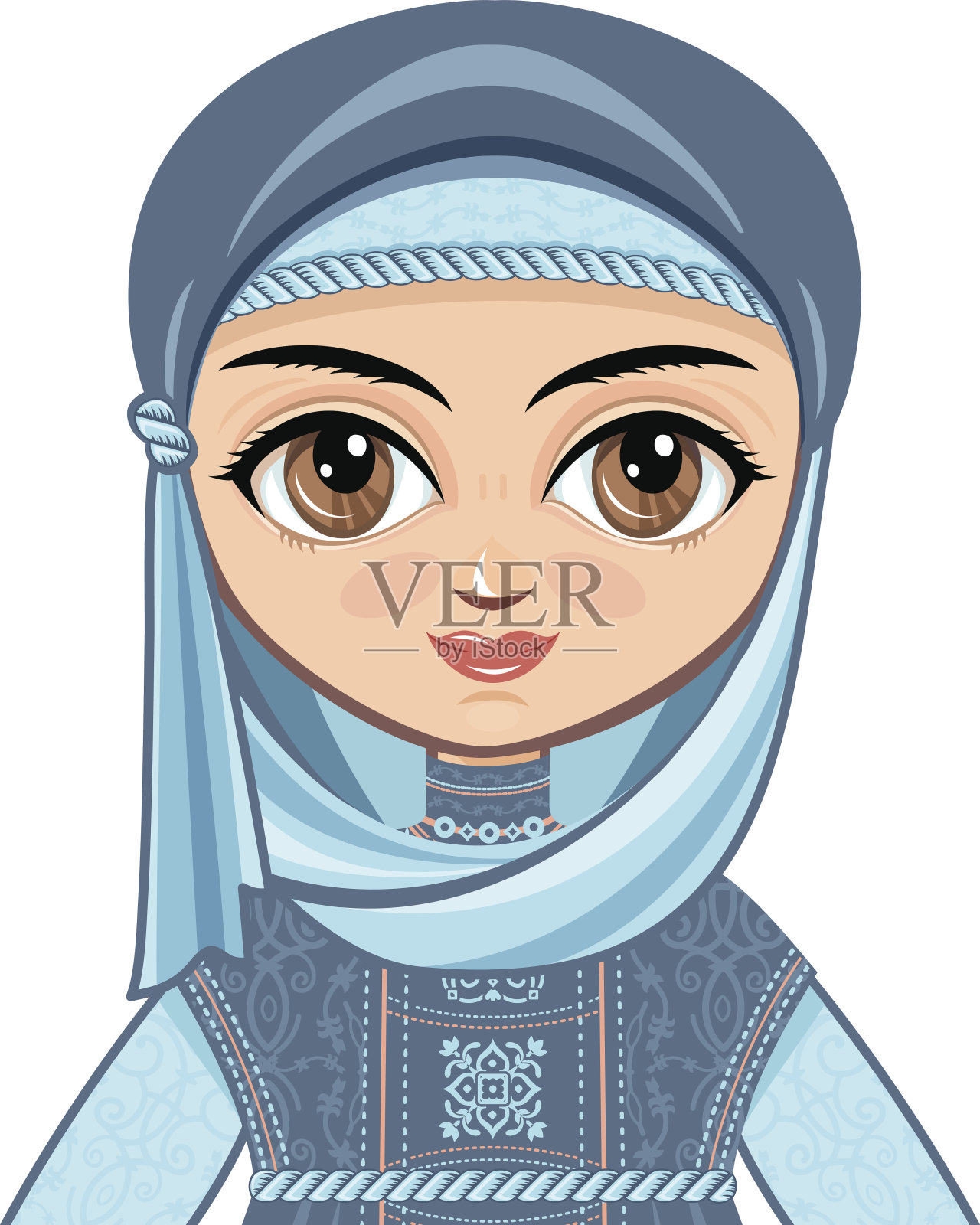 穿着穆斯林服装的娃娃。设计元素图片