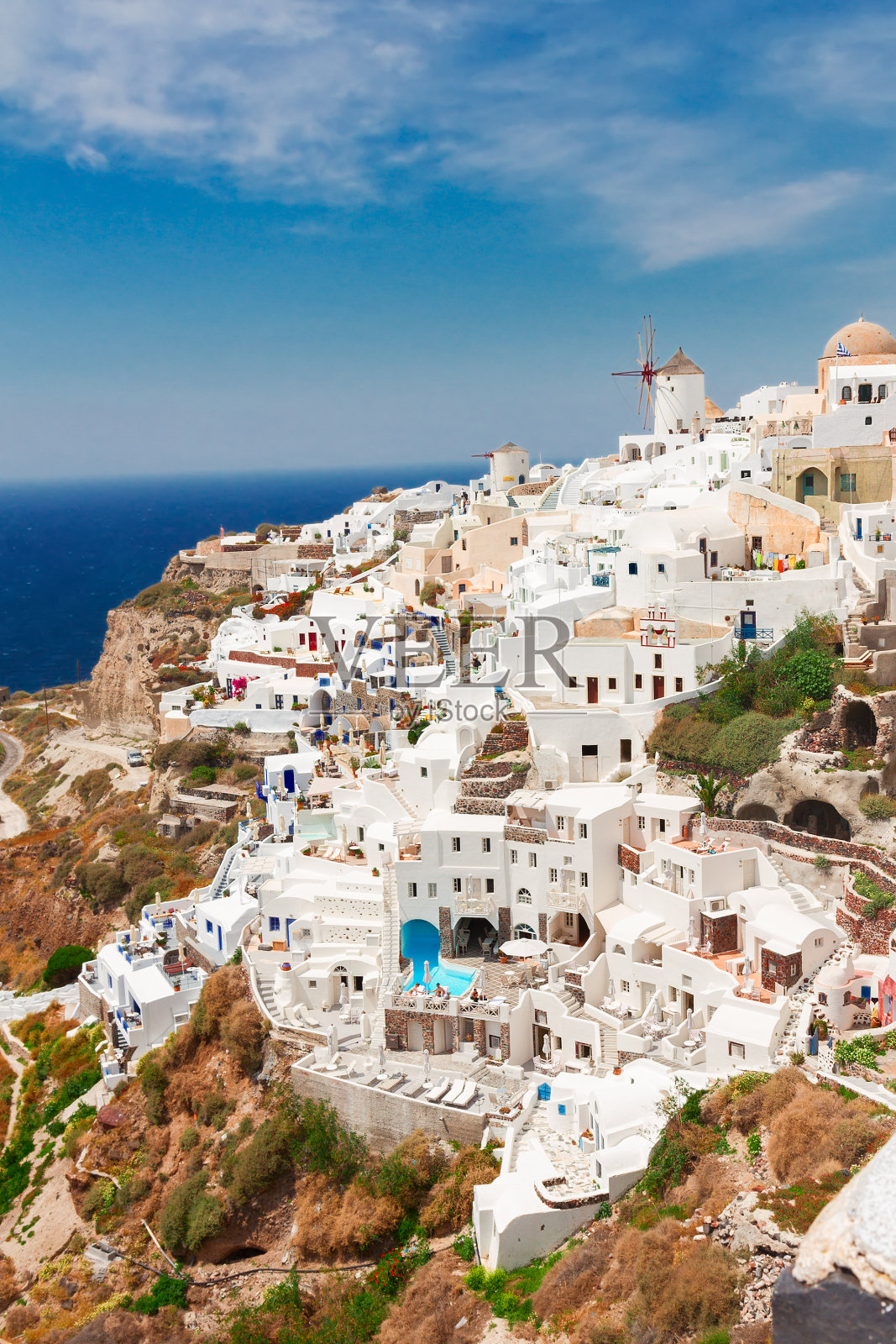 伊亚，传统的希腊村庄照片摄影图片