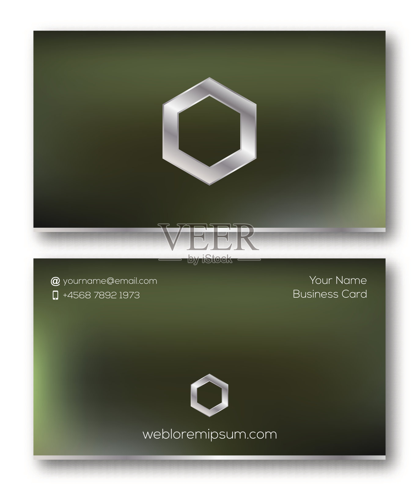 在平滑的背景上使用抽象符号的名片模板。设计模板素材