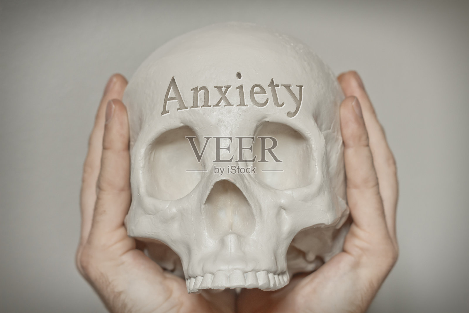 骷髅雕刻焦虑照片摄影图片