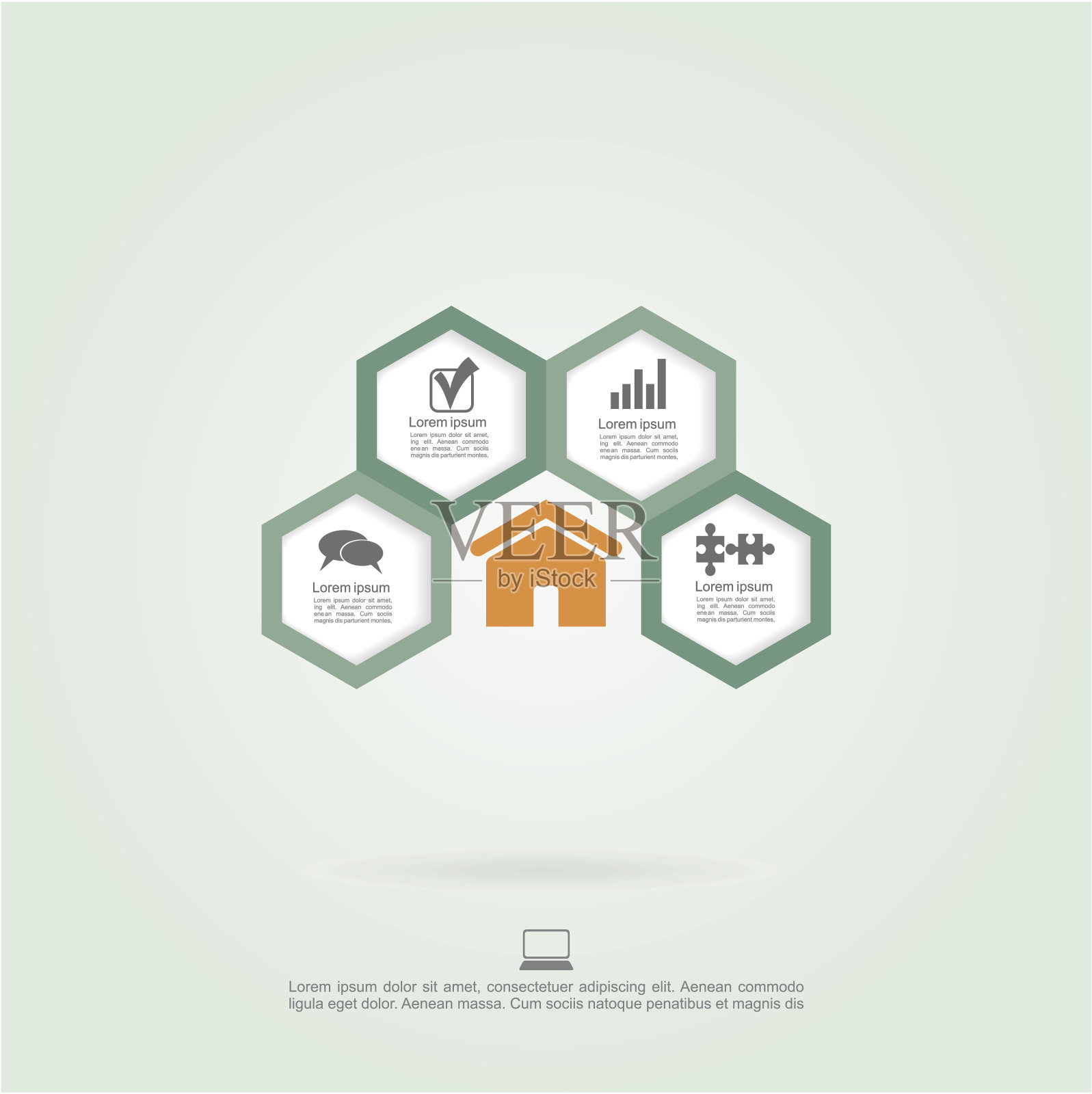 蜂窝元素信息图与图标插画图片素材