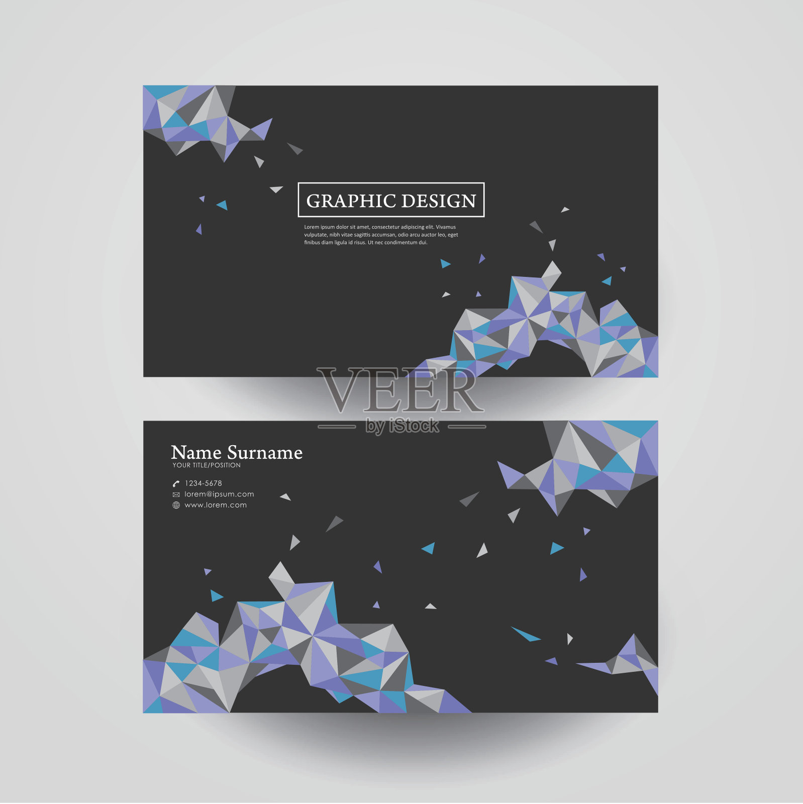 几何彩色三角形设计的名片设计模板素材