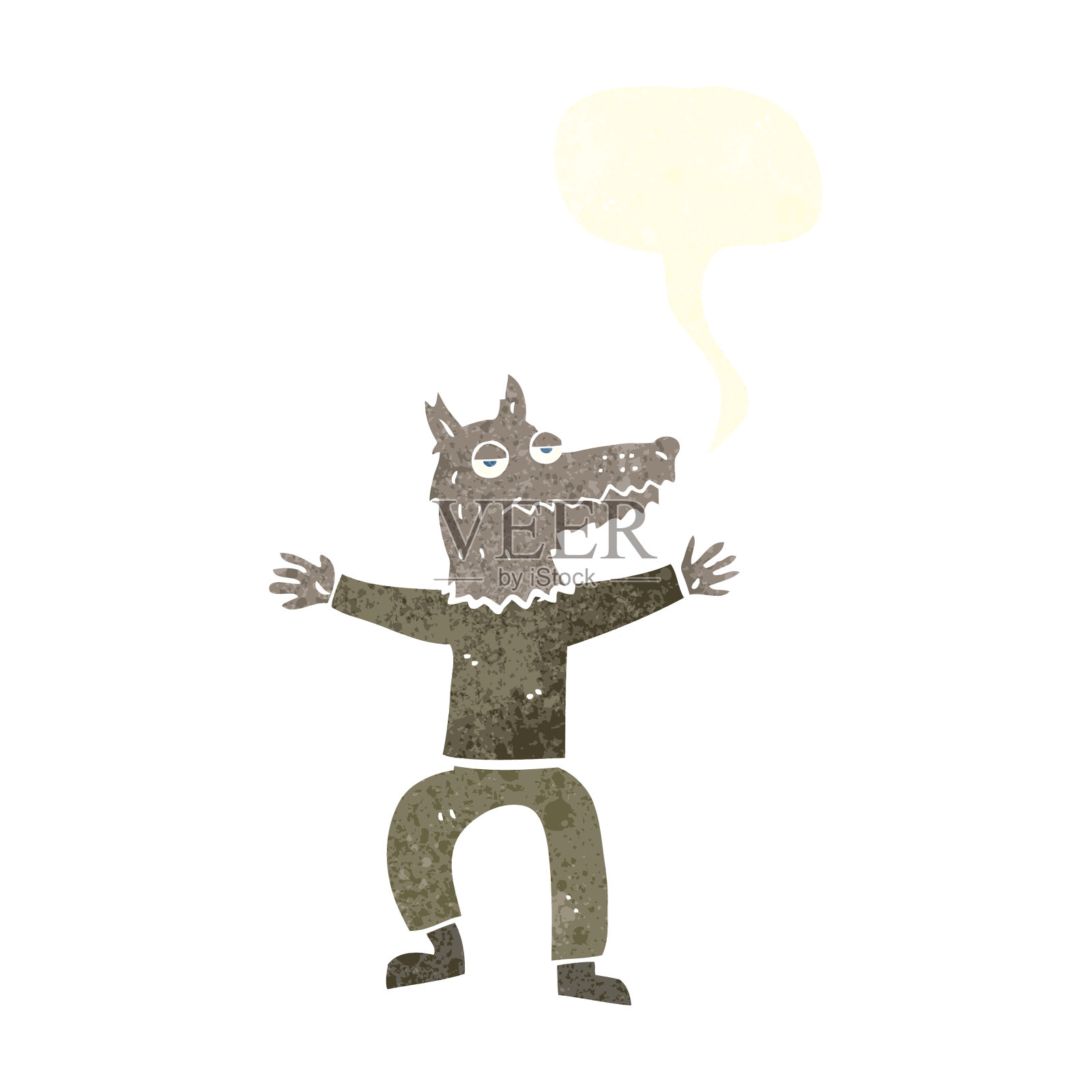 卡通狼人与语音泡泡插画图片素材