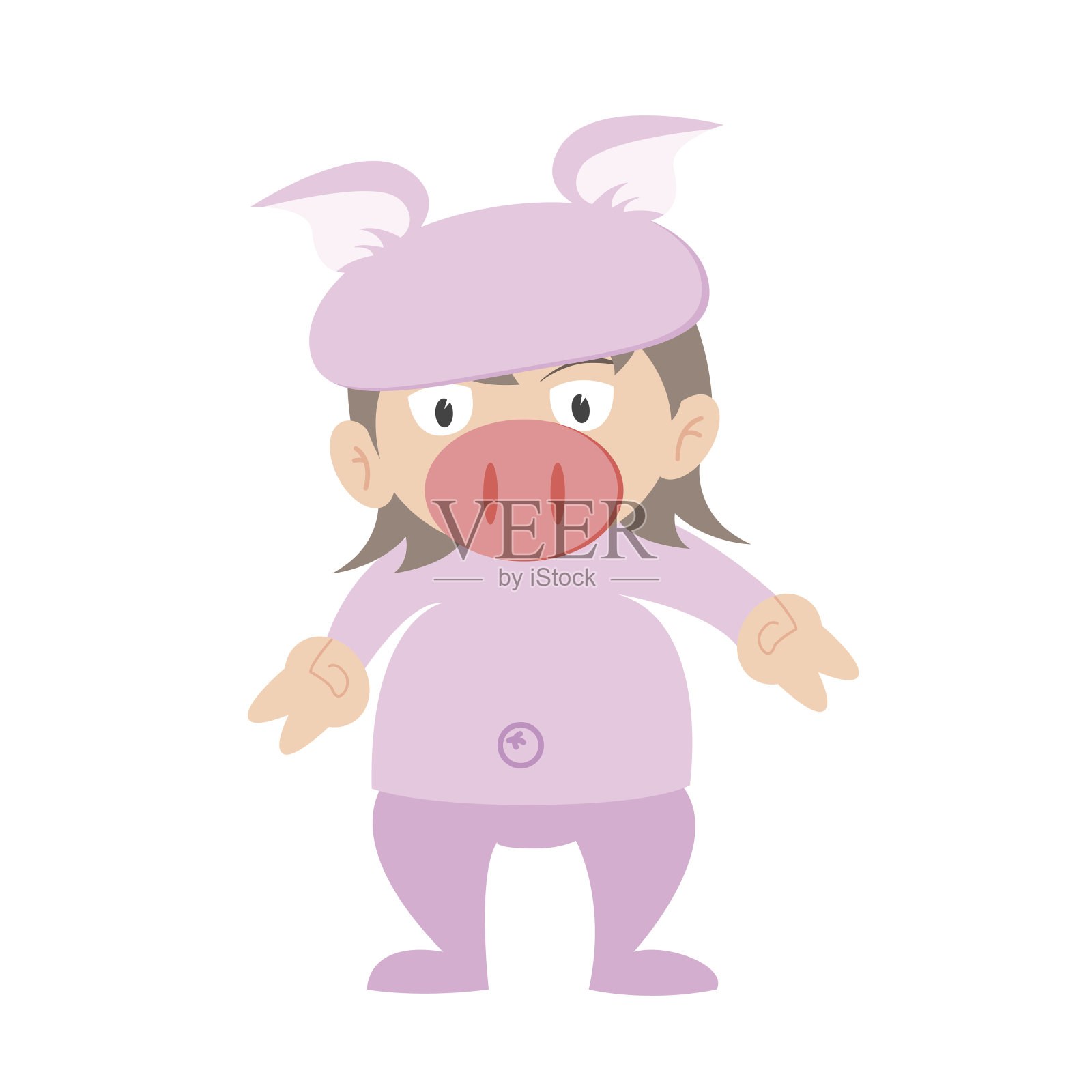 插图婴儿在猪化装服装矢量设计元素图片