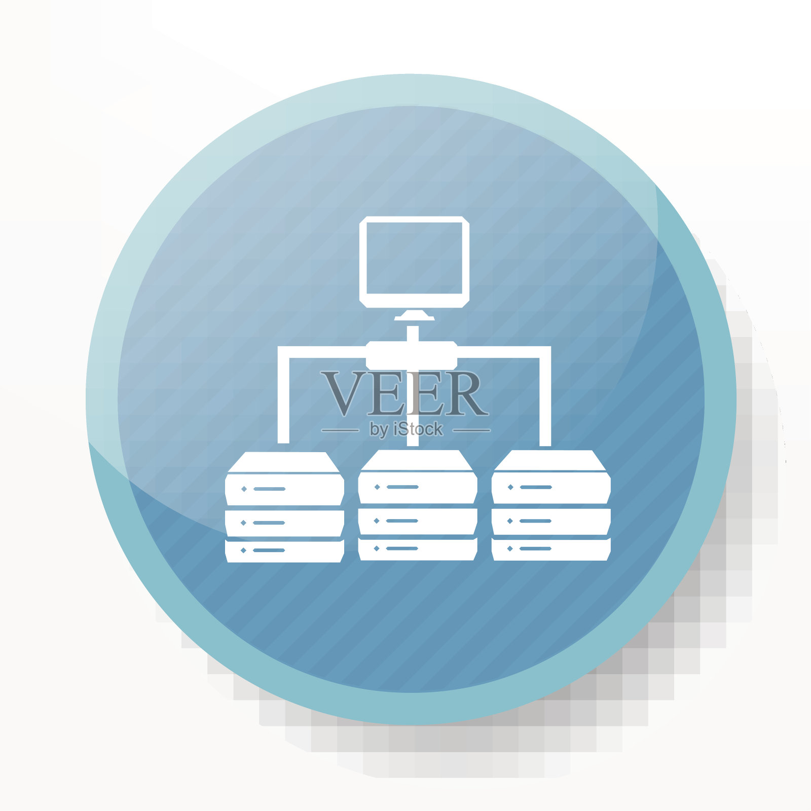 网络图标上的蓝色按钮，干净的矢量插画图片素材