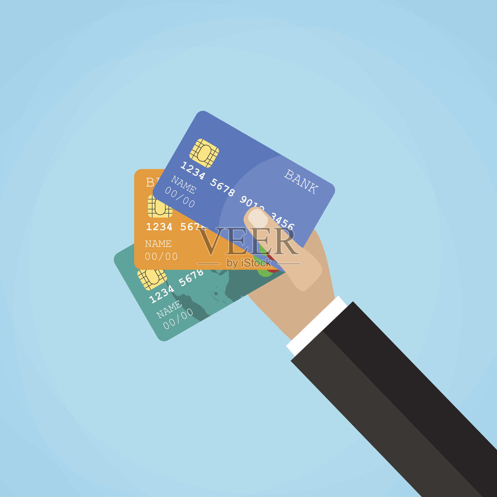 商人手里拿着信用卡插画图片素材