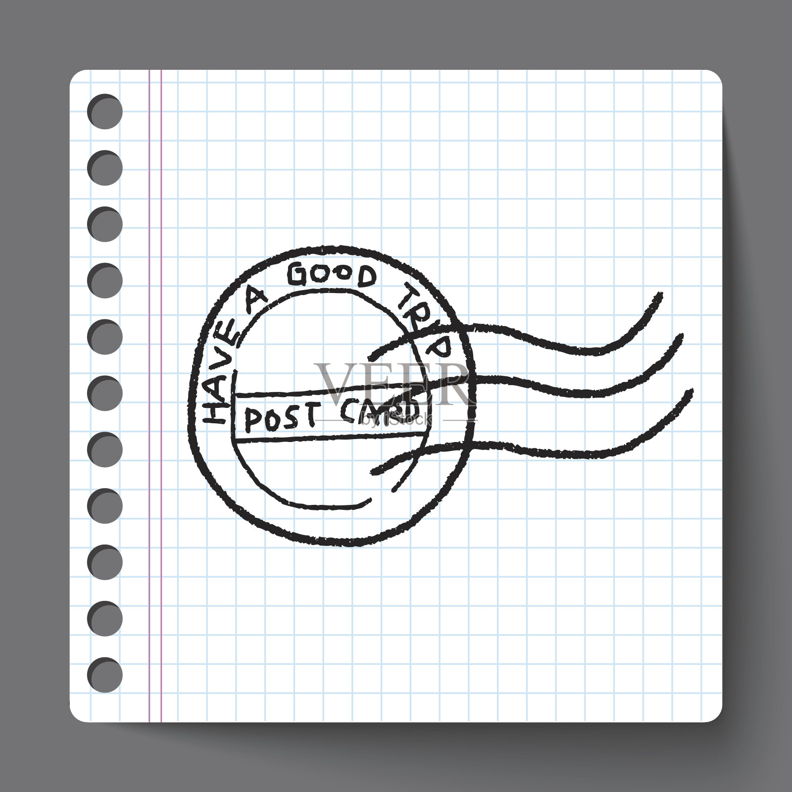 邮票涂鸦插画图片素材