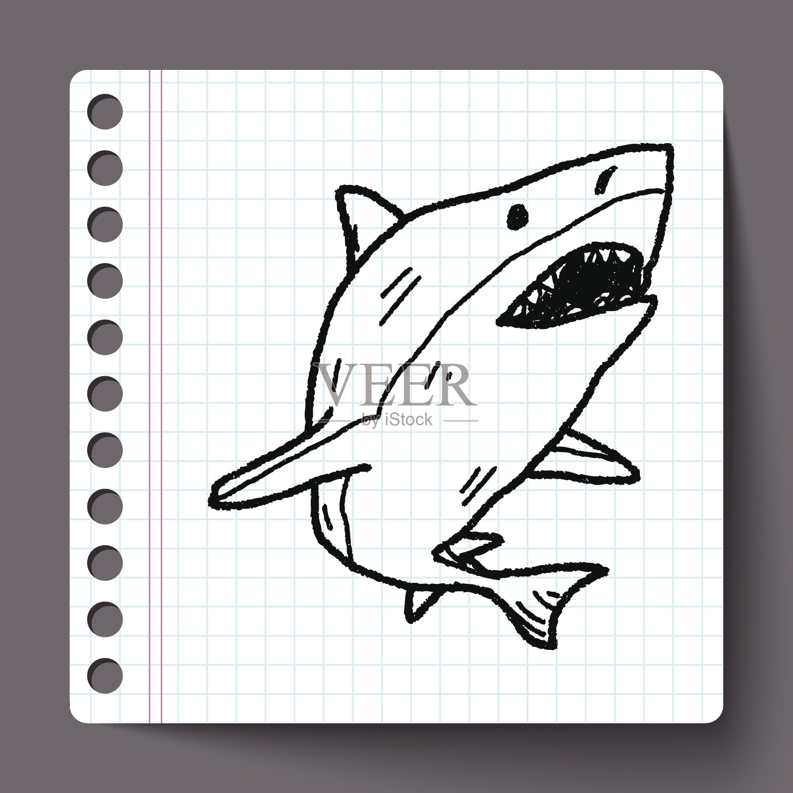 鲨鱼涂鸦插画图片素材