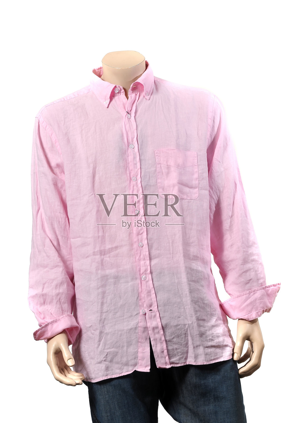 粉色纽扣衬衫照片摄影图片