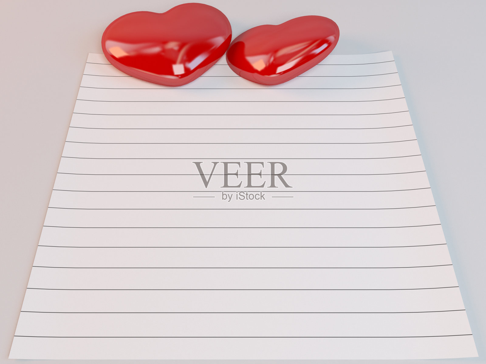 内衬情书图标与3d心照片摄影图片