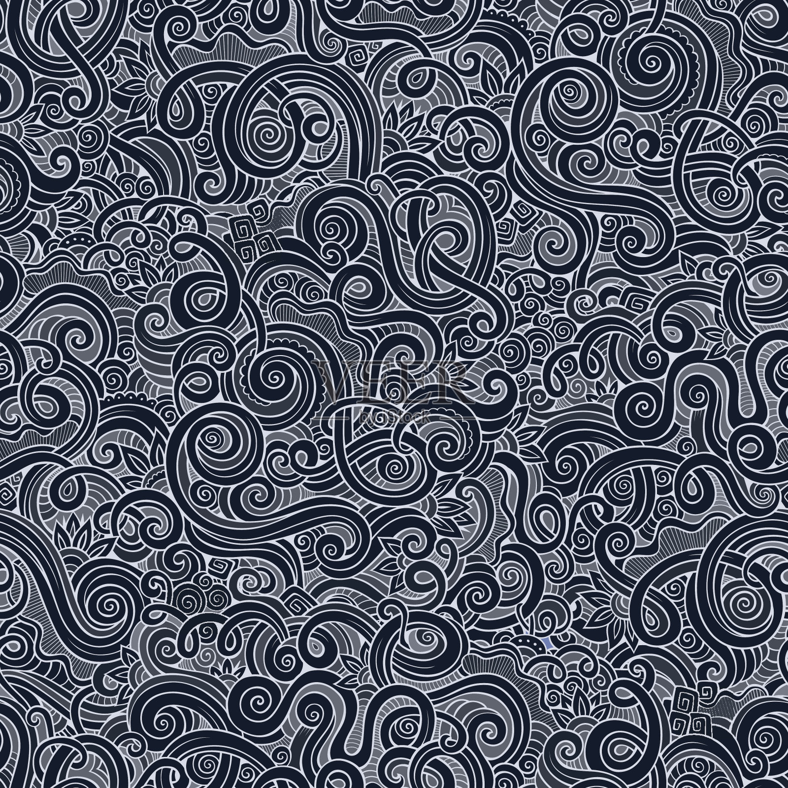 装饰手绘涂鸦自然装饰卷曲图案插画图片素材