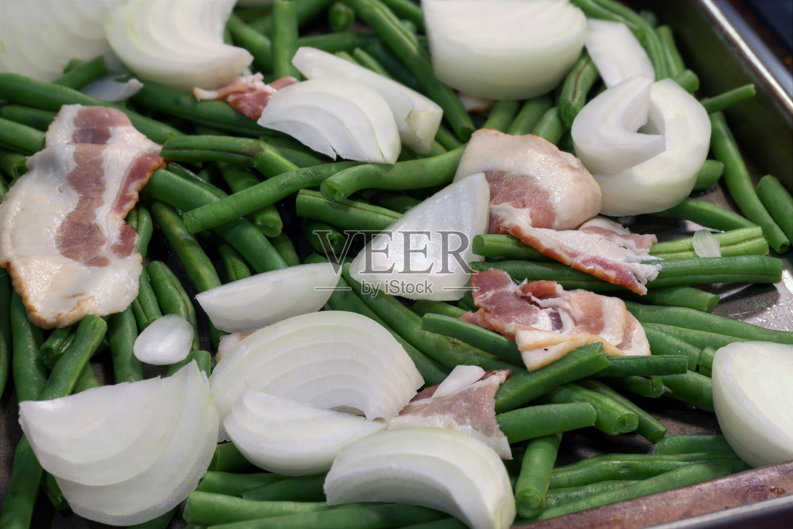 四季豆和洋葱照片摄影图片