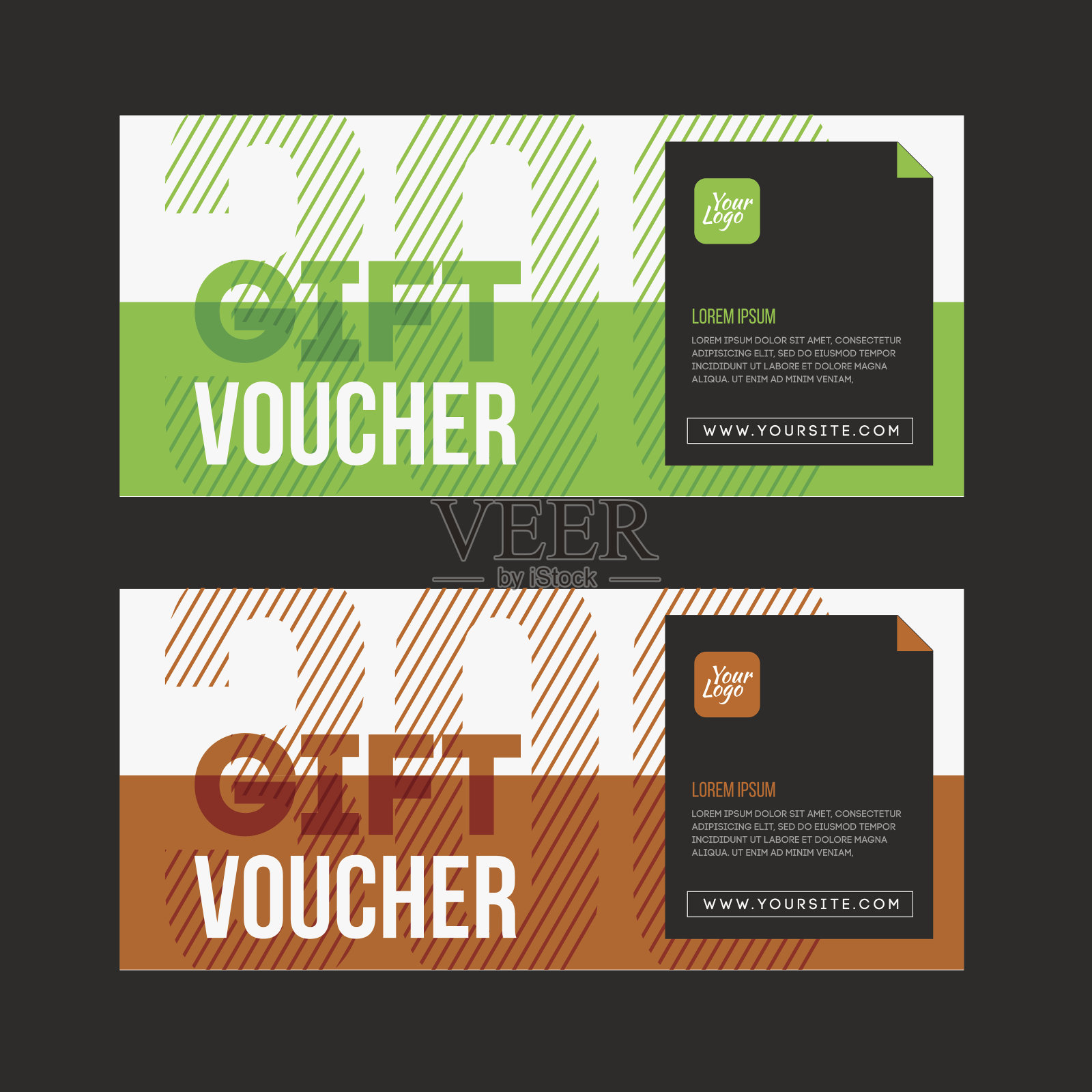 礼品券模板集。两张礼品卡设计。设计模板素材