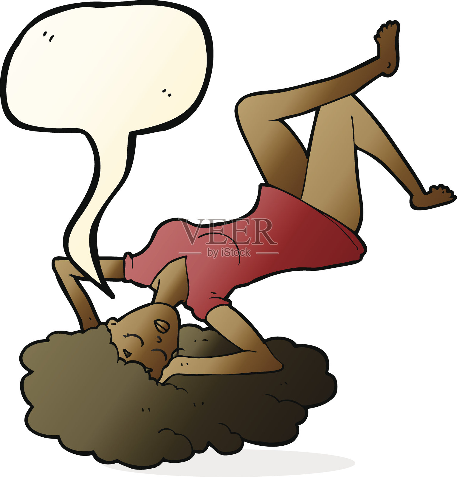 卡通女人躺在地板上说话冒泡设计元素图片