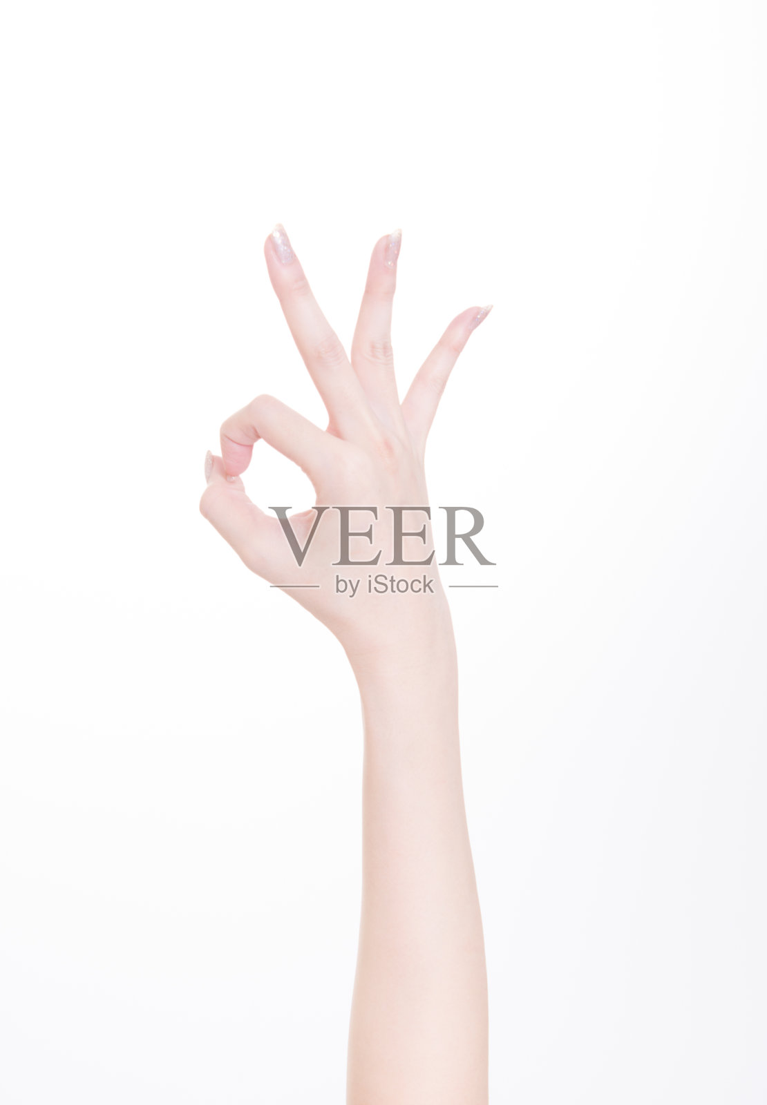 OK手势纯色背景照片摄影图片