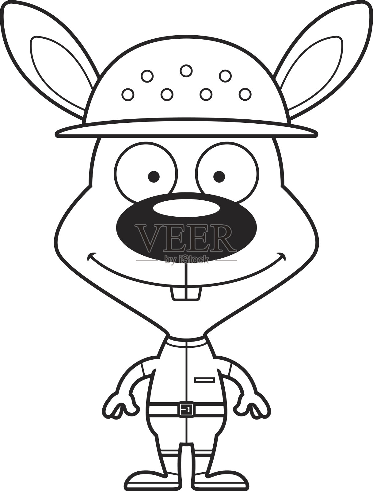 卡通微笑的动物饲养员兔子插画图片素材