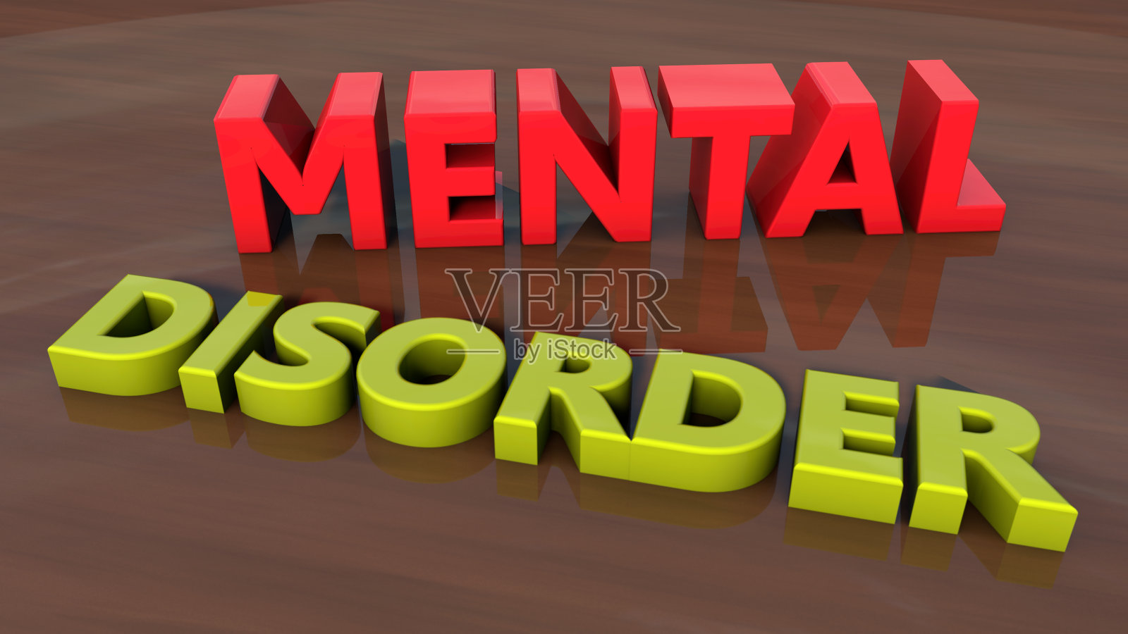 精神障碍3D文字与地面照片摄影图片