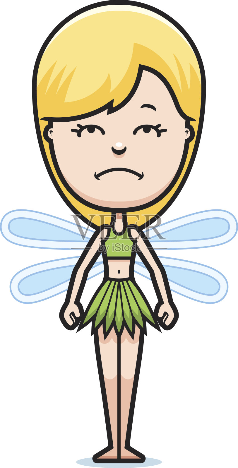 悲伤的卡通少女仙女设计元素图片