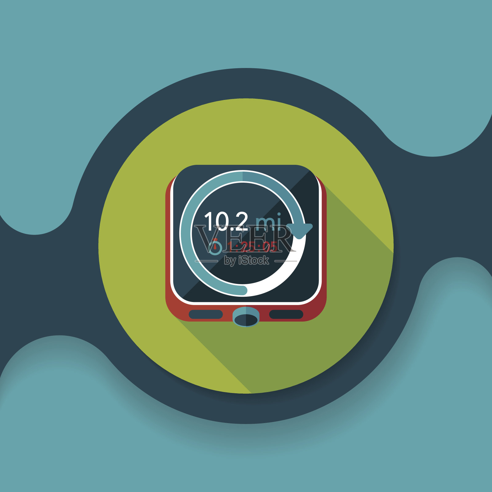 秒表图标与长阴影，eps10插画图片素材