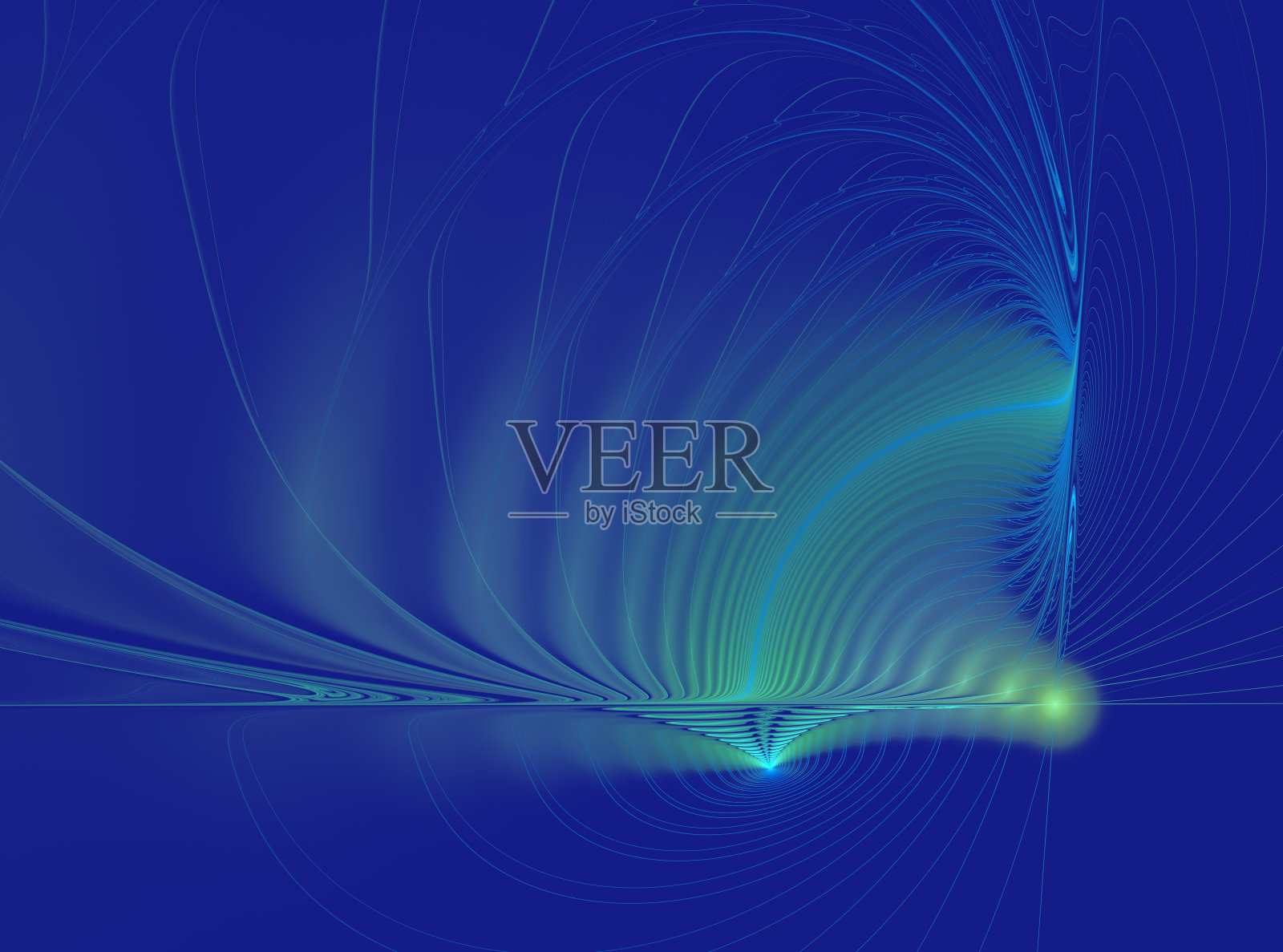 蓝色背景上的抽象分形图案照片摄影图片