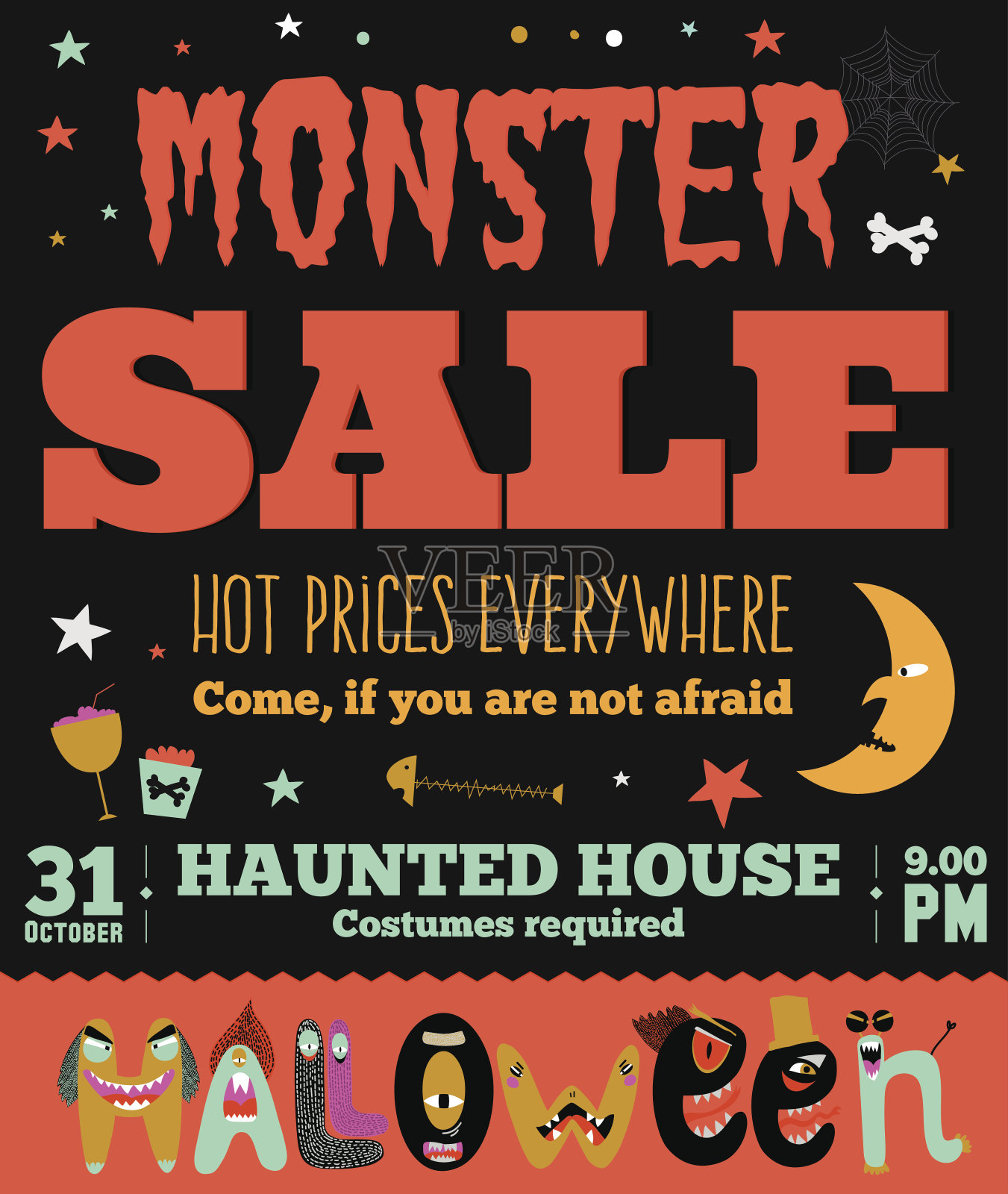 明亮的万圣节热卖卡插画图片素材