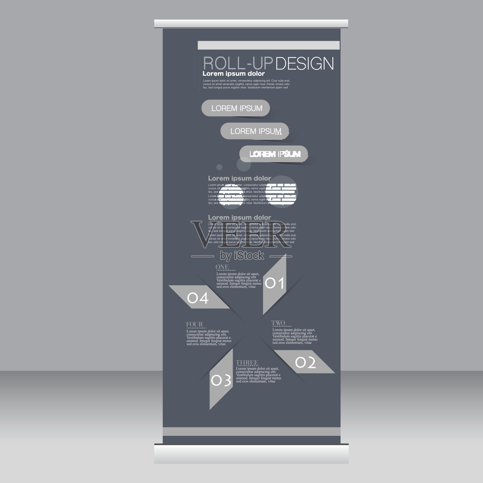 卷起横幅站模板。抽象的背景设计模板素材