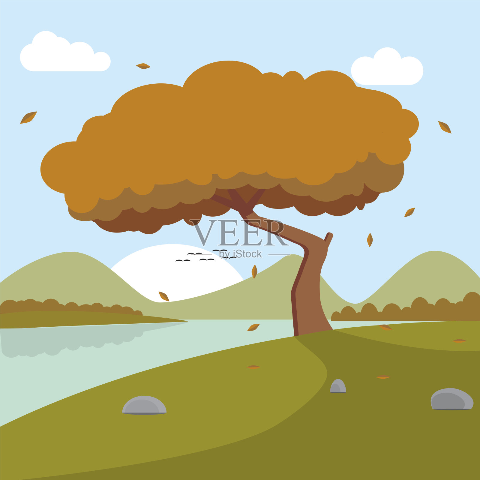 秋天景色插画图片素材