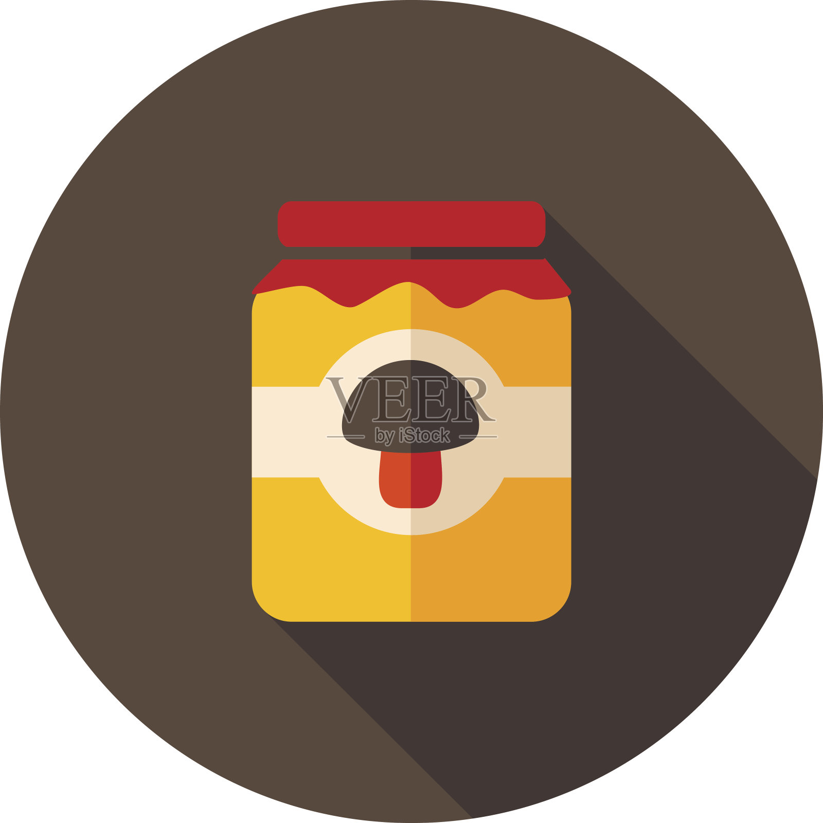 蘑菇罐头扁平图标与长影子插画图片素材