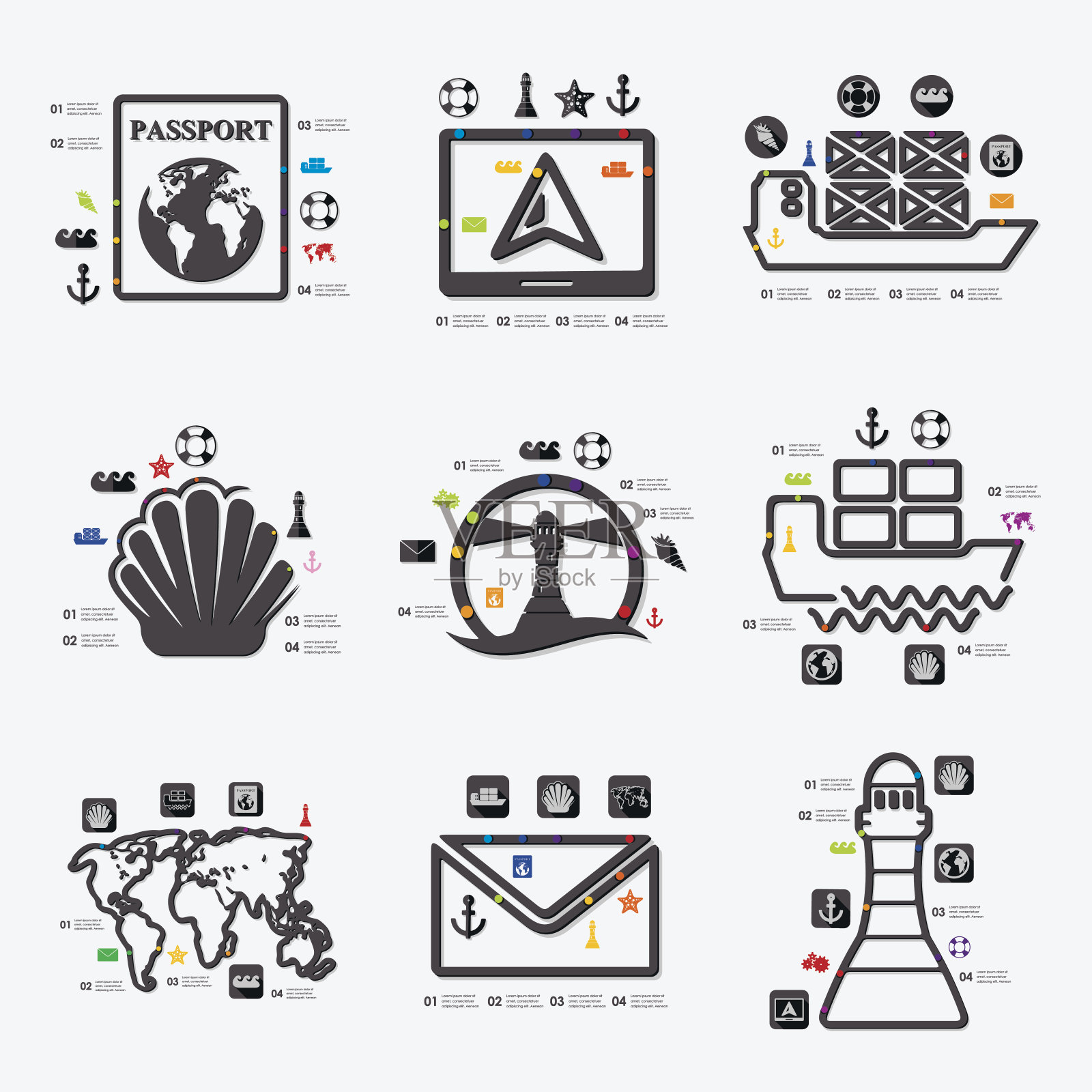 海上货运信息图标素材