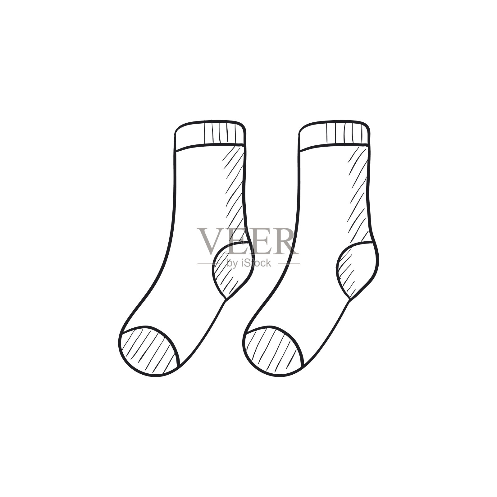 袜子草图图标。设计元素图片