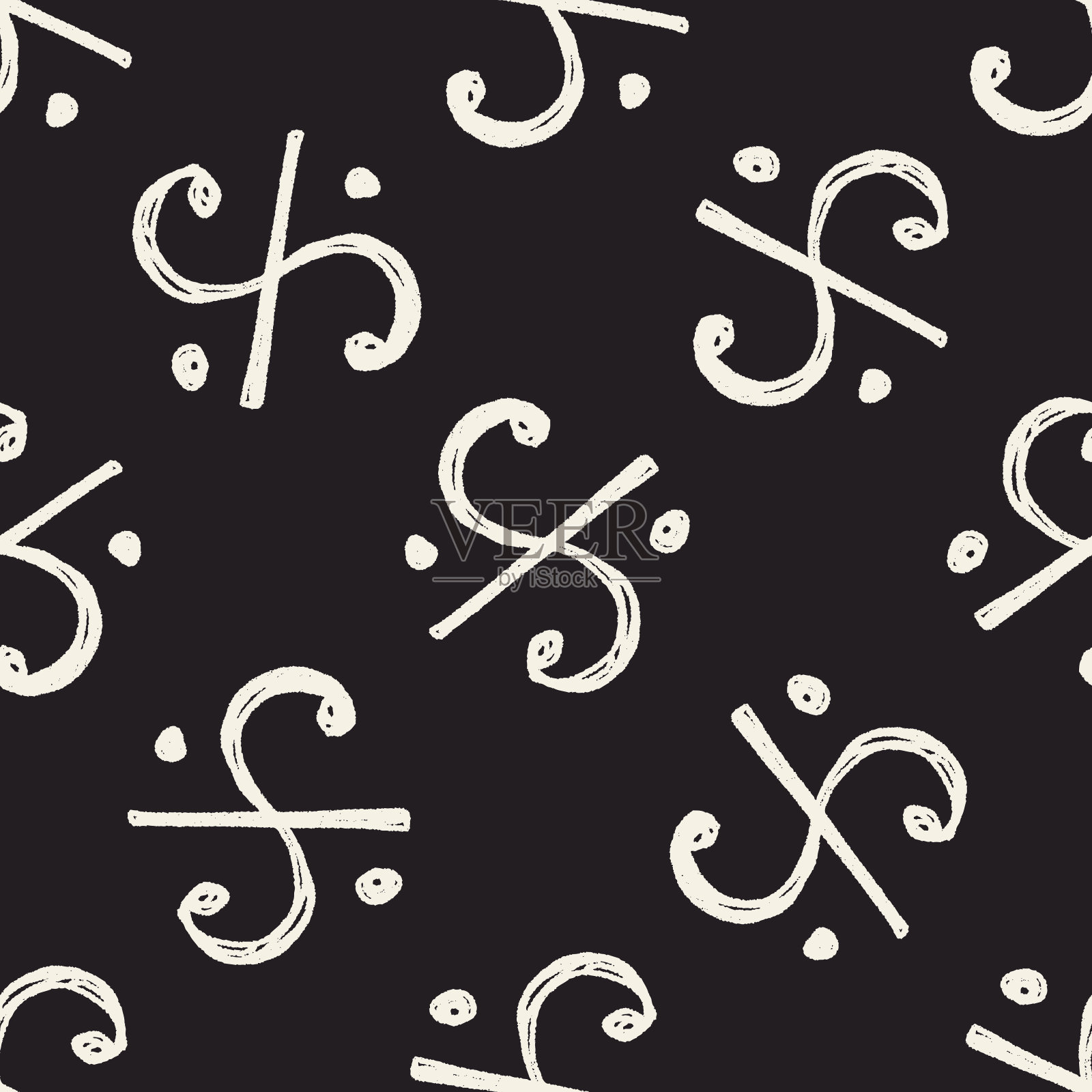 音乐笔记涂鸦无缝图案背景插画图片素材