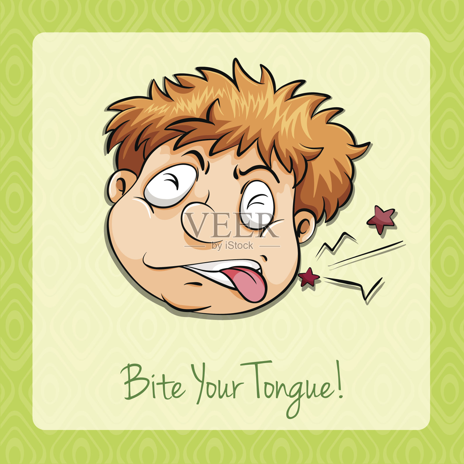 成语bite your tongue咬紧牙关插画图片素材
