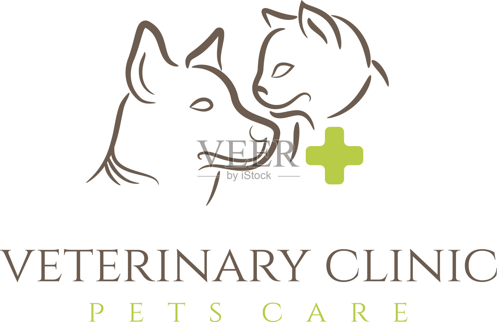 图示兽医诊所与猫和狗插画图片素材